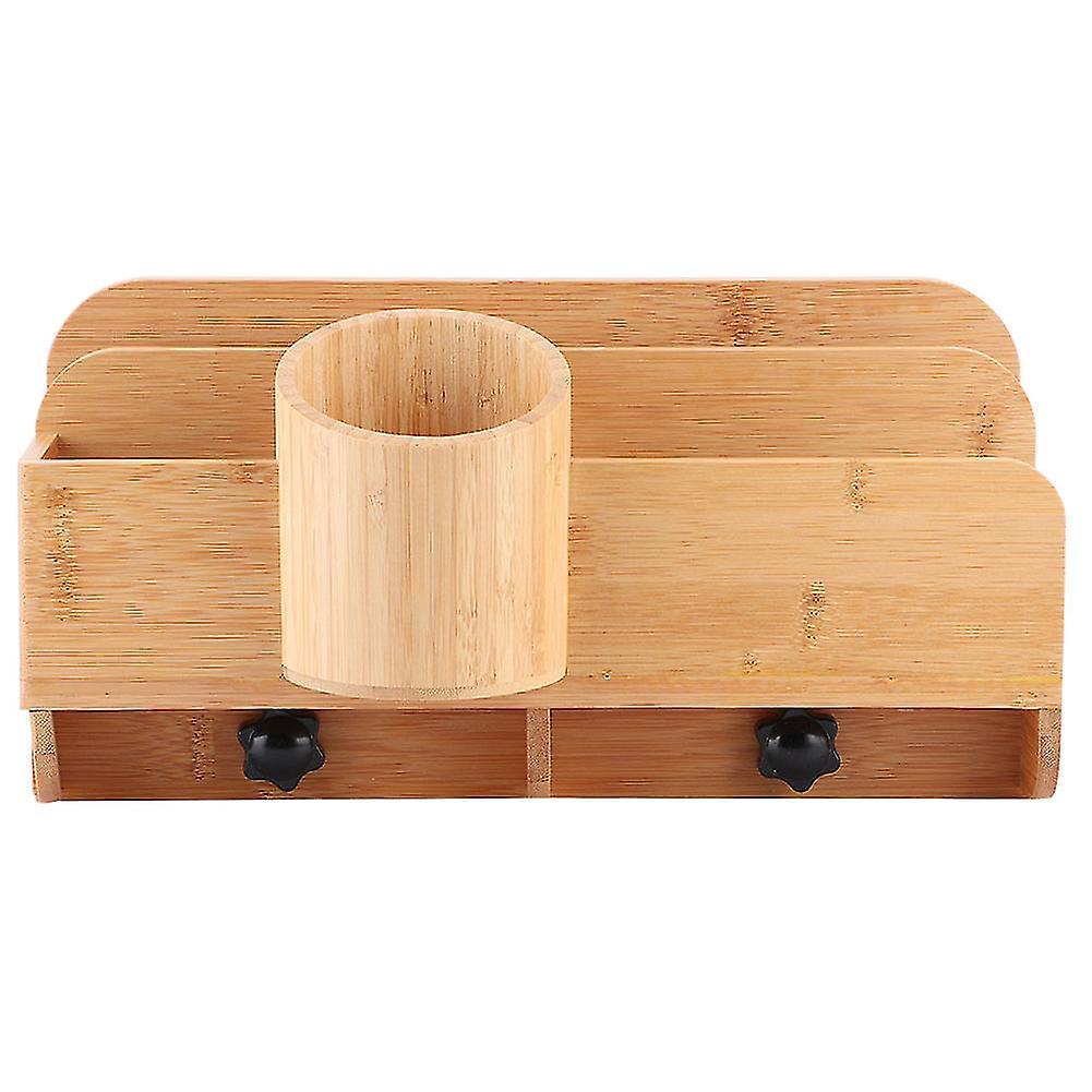 Bamboo Desk Storage Box Multi-function Stationary School Student Office Desk Organizers