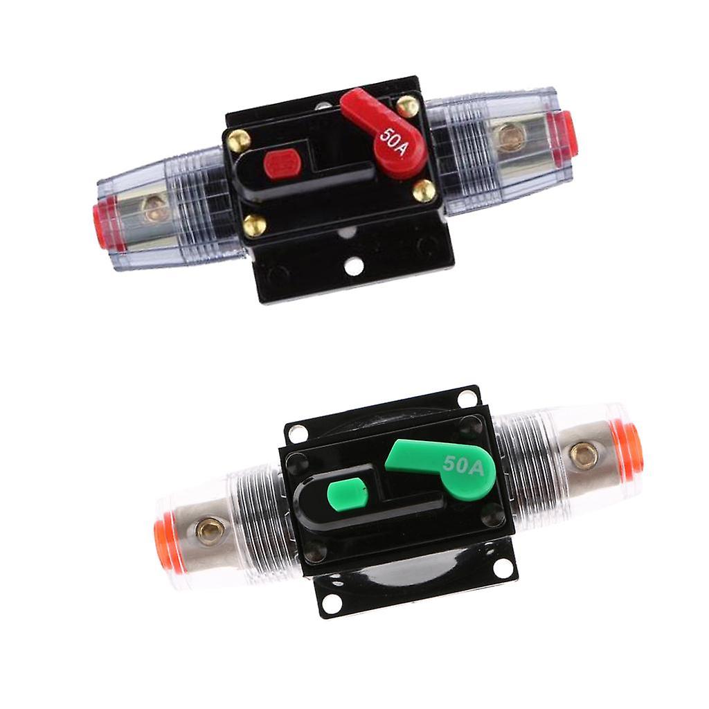 2 Pieces 50A Car Audio Circuit Breaker Fuse Holder Manual Reset Switch