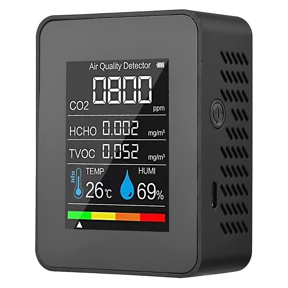 Monitor portatile della qualità dell'aria Rilevatore di CO2 interno 5 In 1 Formaldeide Hcho Tvoc Tester Lcd Temperatu