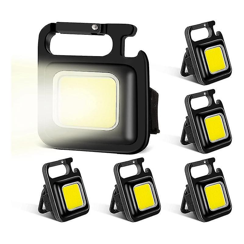 6 Pack Cob Small Flashlights Bright Rechargeable Keychain Mini Flashlight 500 Pocket Flashlight