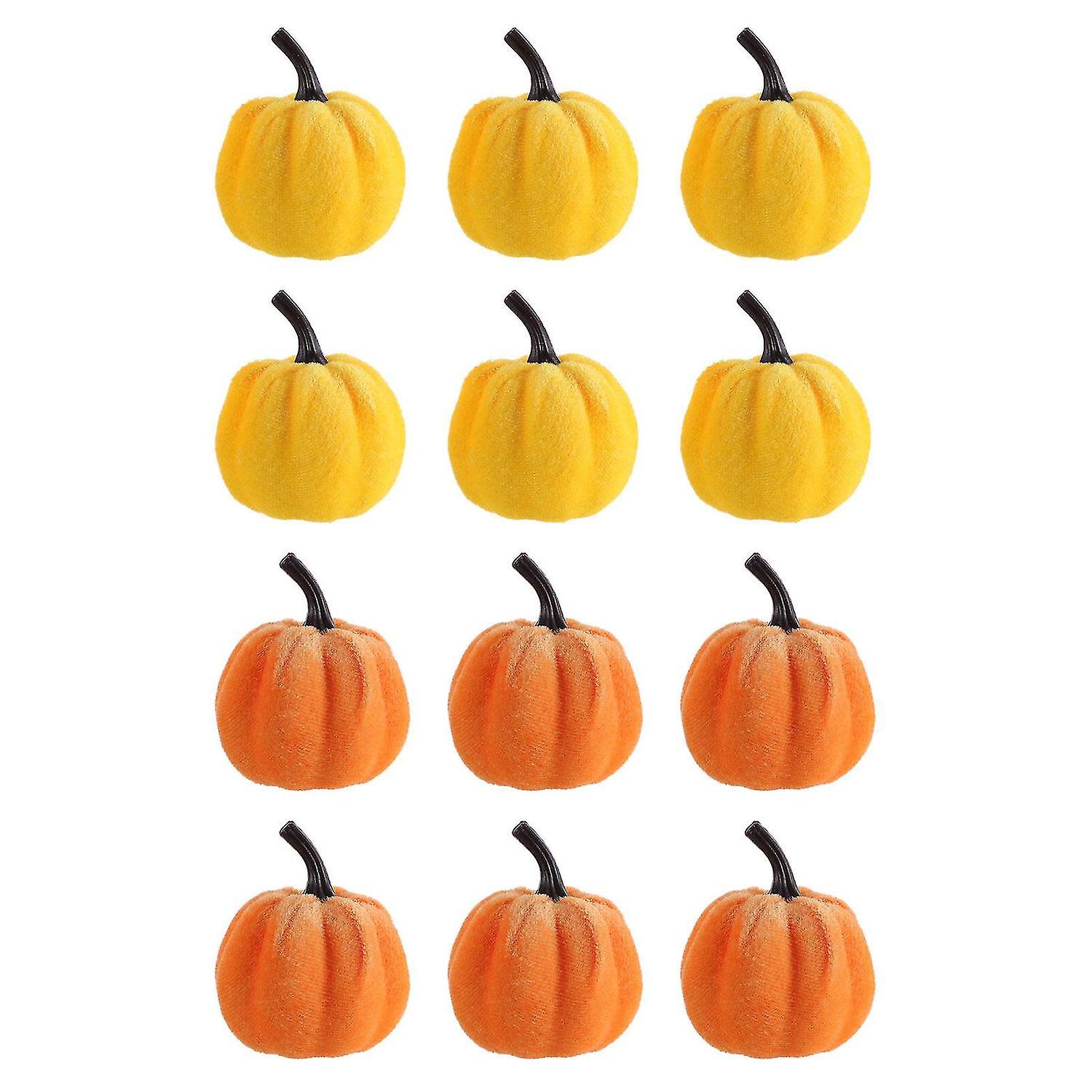 12pcs Pumpkin-shape Decors Thanksgiving Artificial Pumpkins Simulation Pumpkins