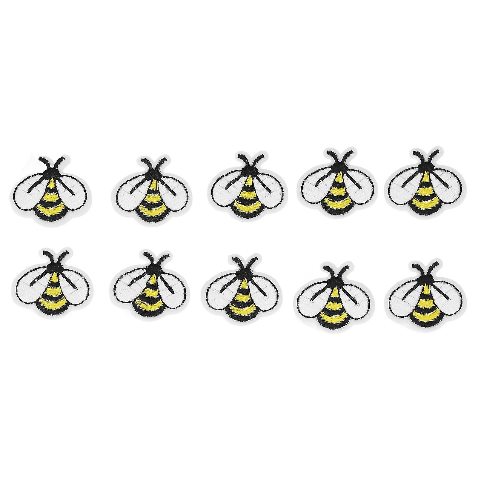 10pcs Bee Patches Iron On Sew On Embroidered Applique For Dress Hat Shoe