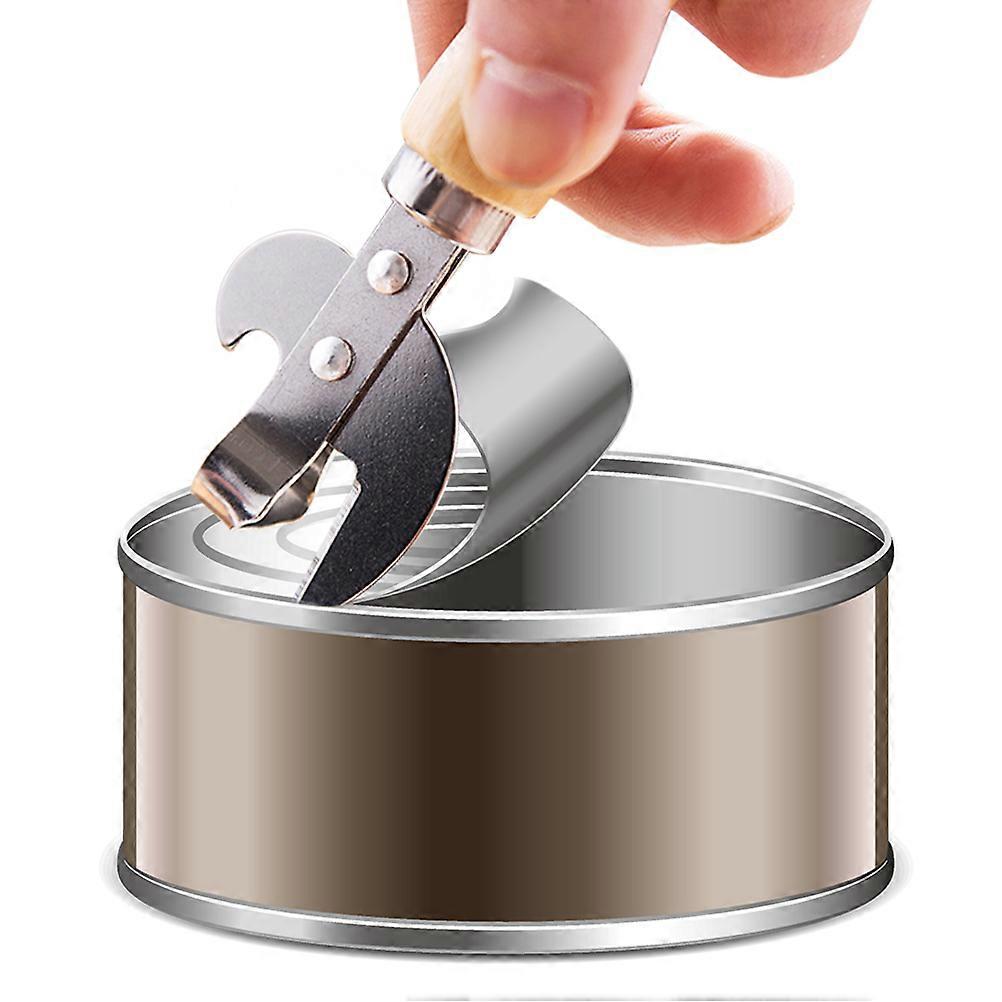 Wooden Handle Can Opener Stainless Steel Can Bottle Opener Practical Beer Can Opener