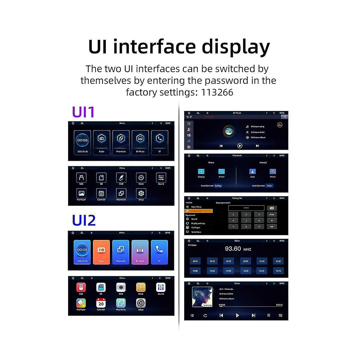 9.3 Inch Car Mon Video Carplay Android Auto Wireless Camera Video Dvr D