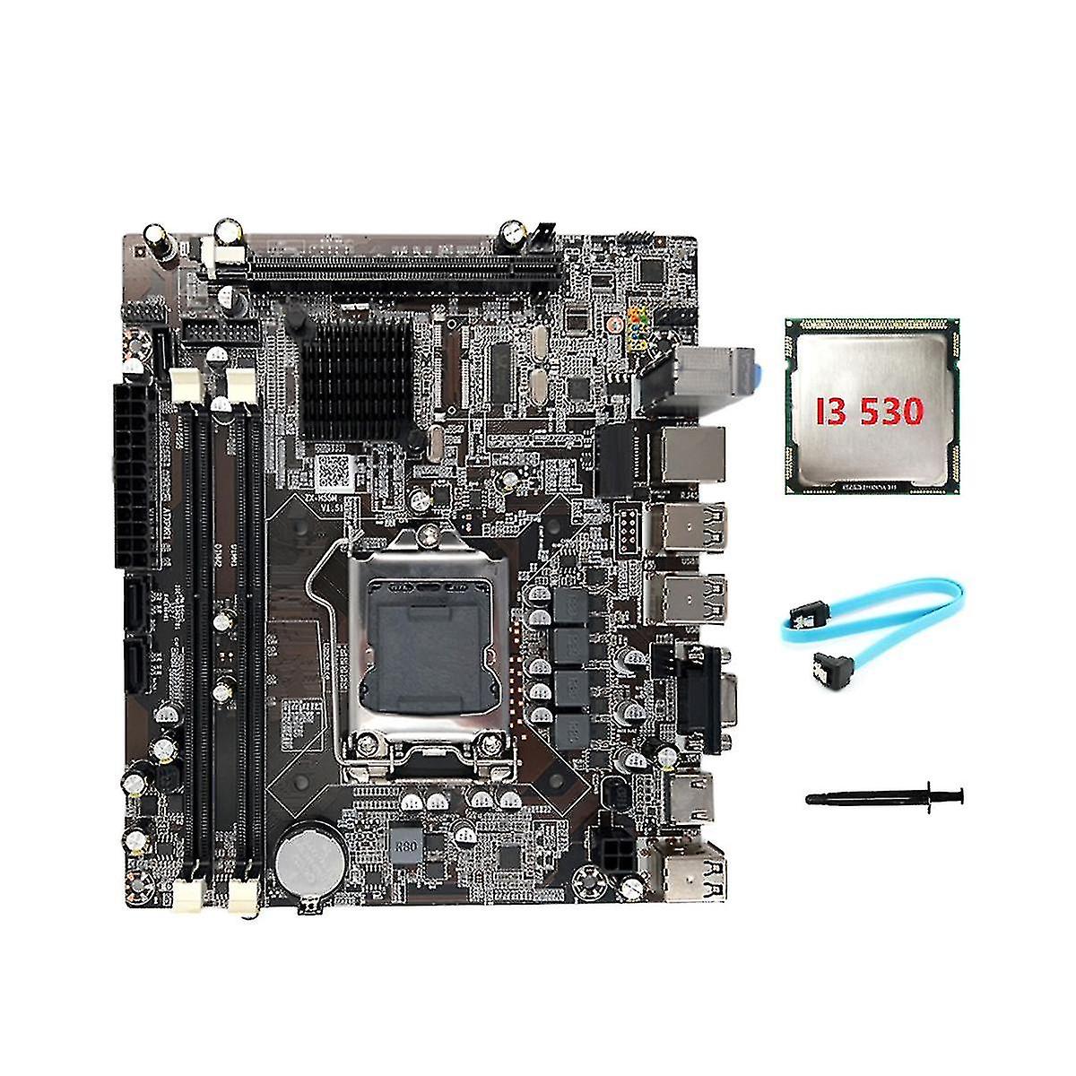 H55 Motherboard Lga1156 Supports I3 530 I5 760 Series Cpu Ddr3 Memory Motherboard+i3 530 Cpu+sata C
