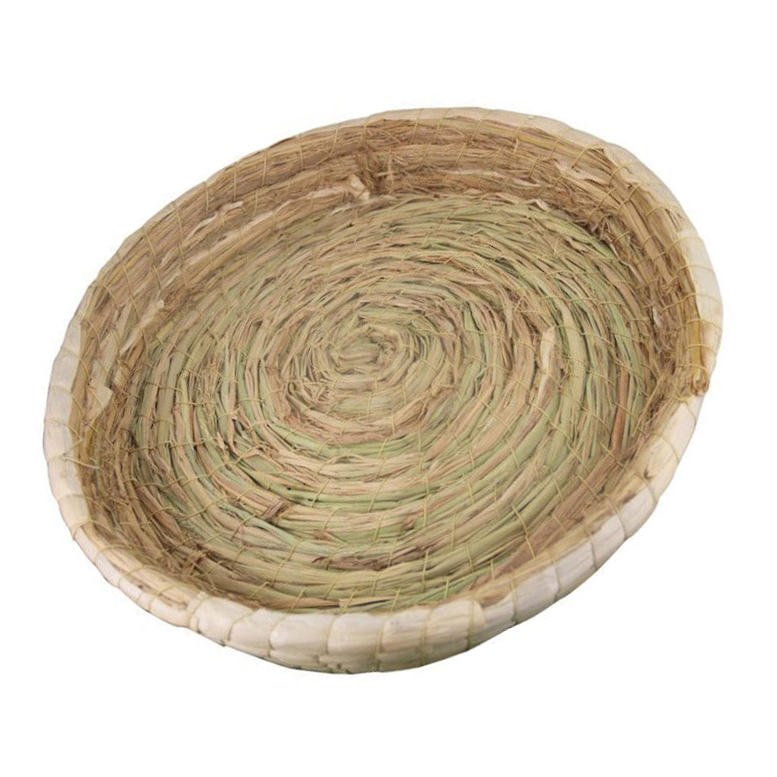 Straw Cat Nest Hand Woven Cat Nest Breathable Round Cat Scratch Box for Cats Dogs Rabbits Geese Bottom Diameter 28cm/11in 