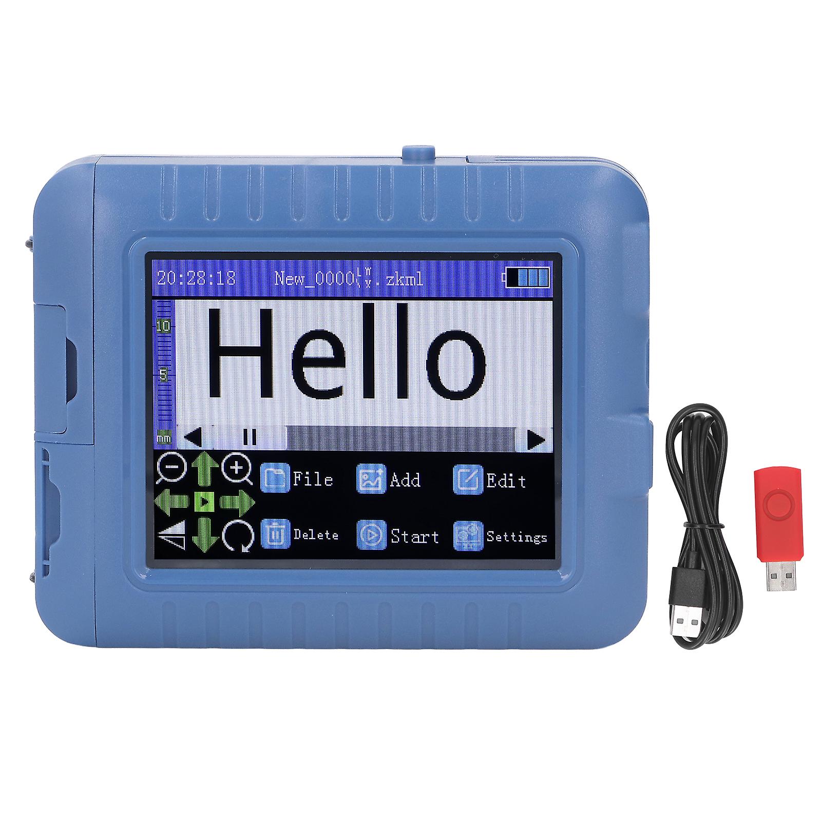 Risegun Portable Printer, Mini Pocket Printer 12.7mm 3.5in Mini Smart Inkjet Printer Blue Looking Type C DPI Adjustable QR Code Printing Machine