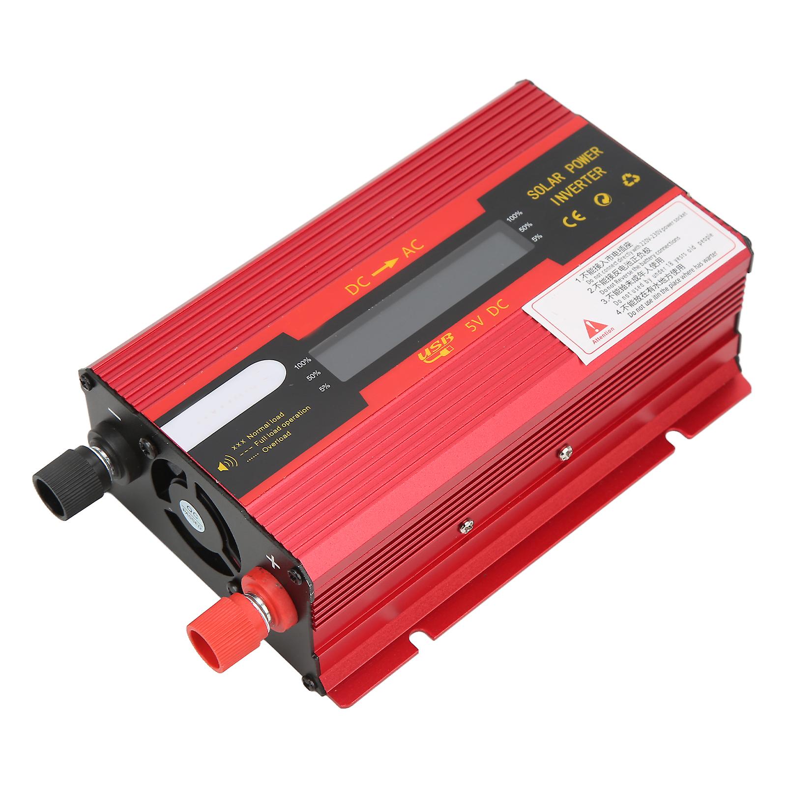 Car Power Inverter Rated 420W Peak 1000W 12V/24V to 220V 50HZ Modified Sine Wave Low Voltage Alarm LCD Display for Home