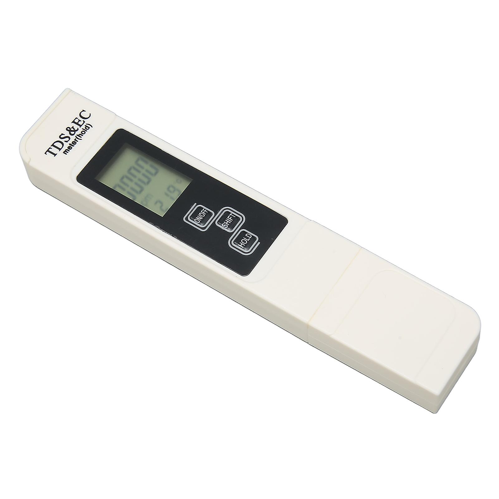 Water Tester 3 Keys 3 in 1 White Horizontal Display Backlight Function Portable EC Thermometer for Aquaculture
