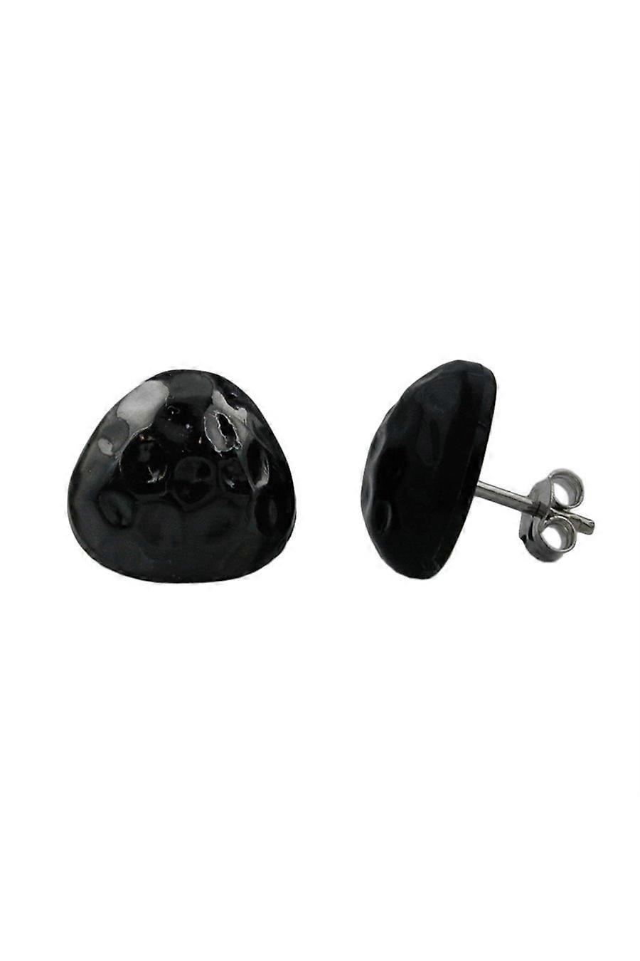 Stud Earrings Triangle Hammered Black - Gl03186