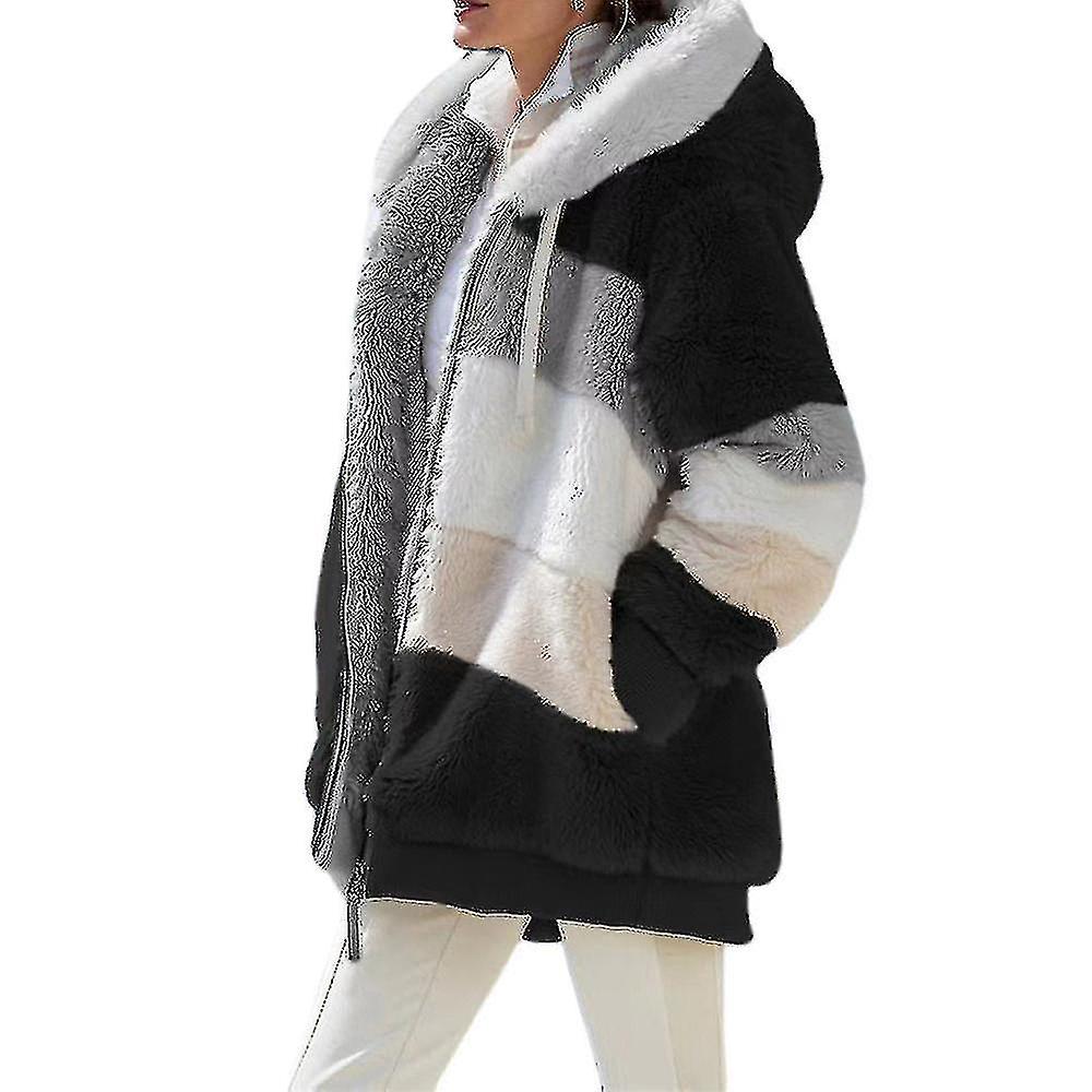 Double Take Full Size Hooded Teddy Bear Jacket with Thumbholes