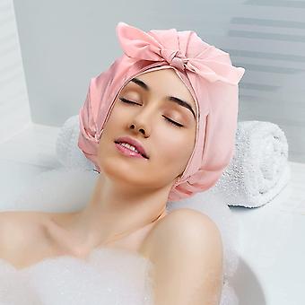 Veeki 2 Pieces Shower Caps Adjustable Bow-knot Bath Hair Caps Reusable Waterproof Turban Shower Hat Bath Cap for Women Girl Beauty Hair Spa Bathing Ho