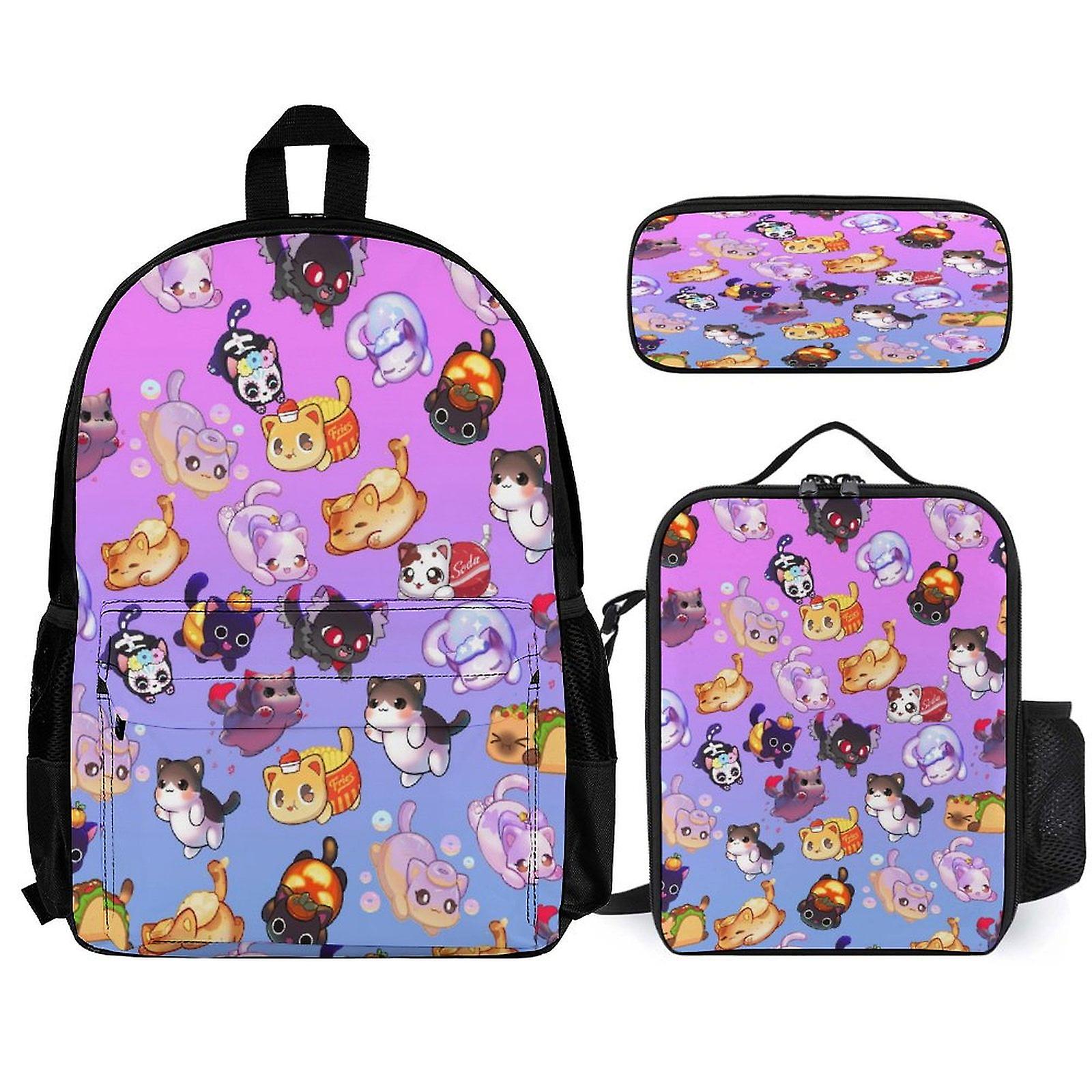 Aphmau Backpack 3 Piece Set Laptop Backpack with Pencil Case Lunch Bag Combination