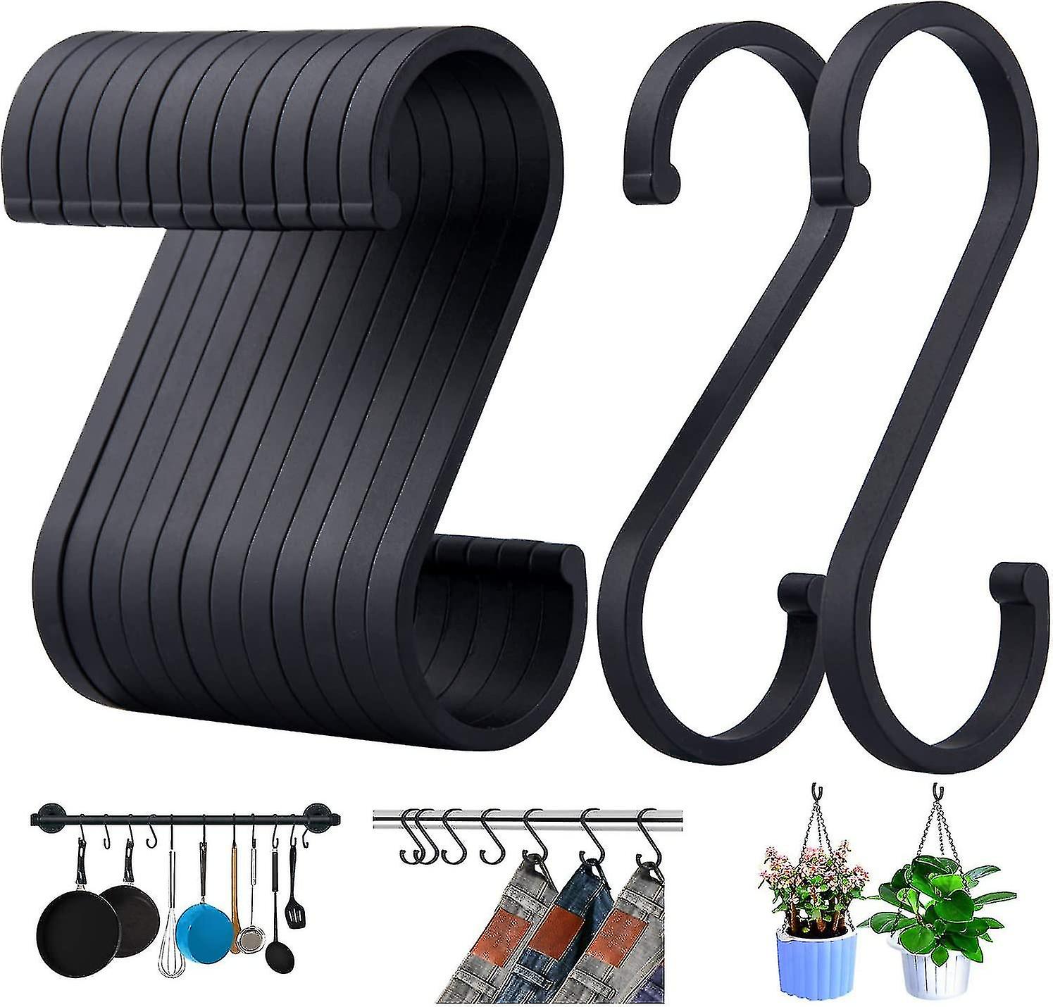 S Hooks, 12 Pack Aluminum S Shaped Hooksmatte Black fast