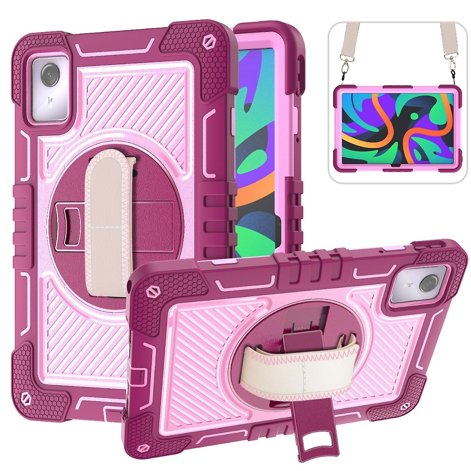 For Lenovo Tab M11 Hybrid 360 Degree Holding Loop Bag Case Pink