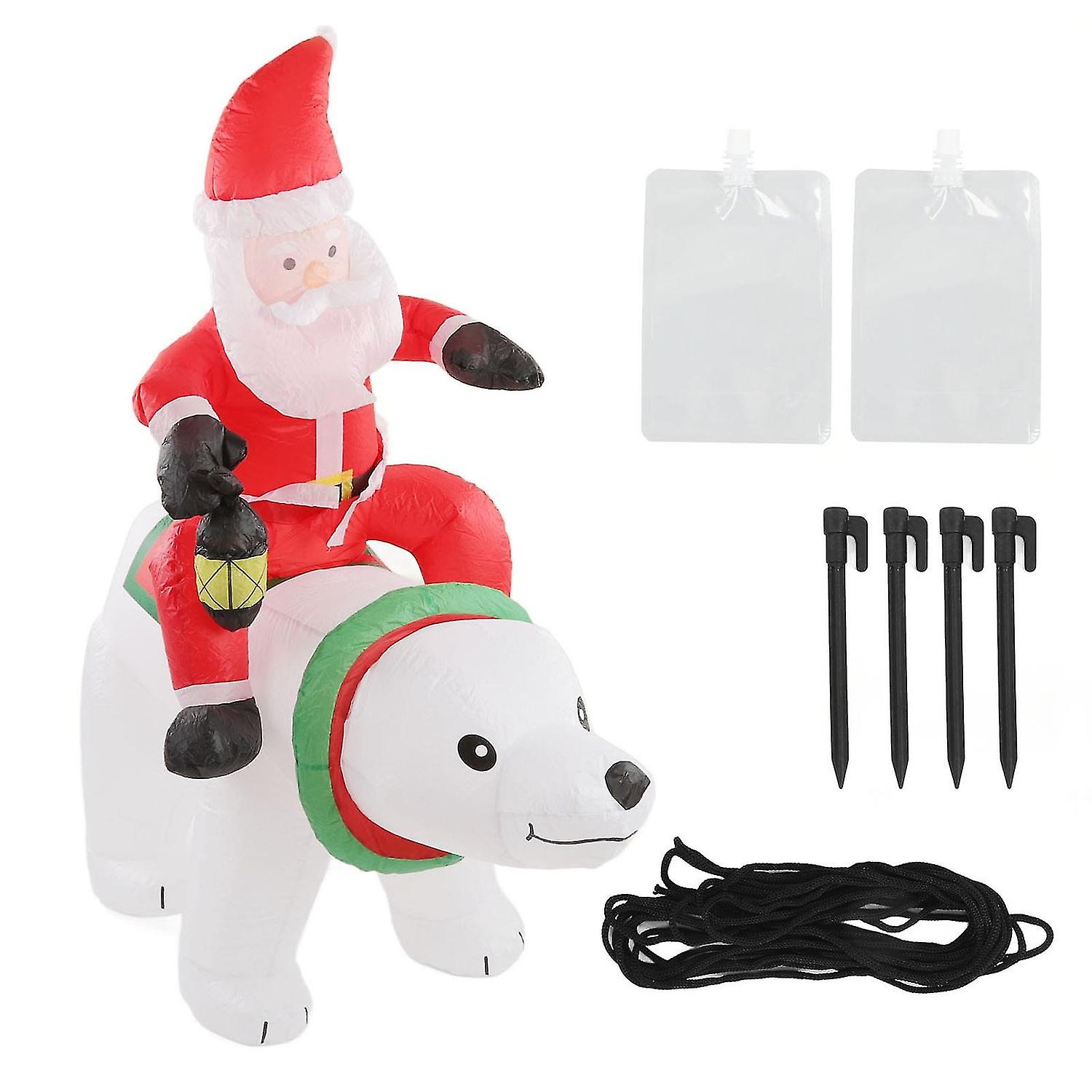 LED Inflatable Santa Riding Bear Christmas Decoration for Lawn, Garden, and Yard - Waterproof and Fa