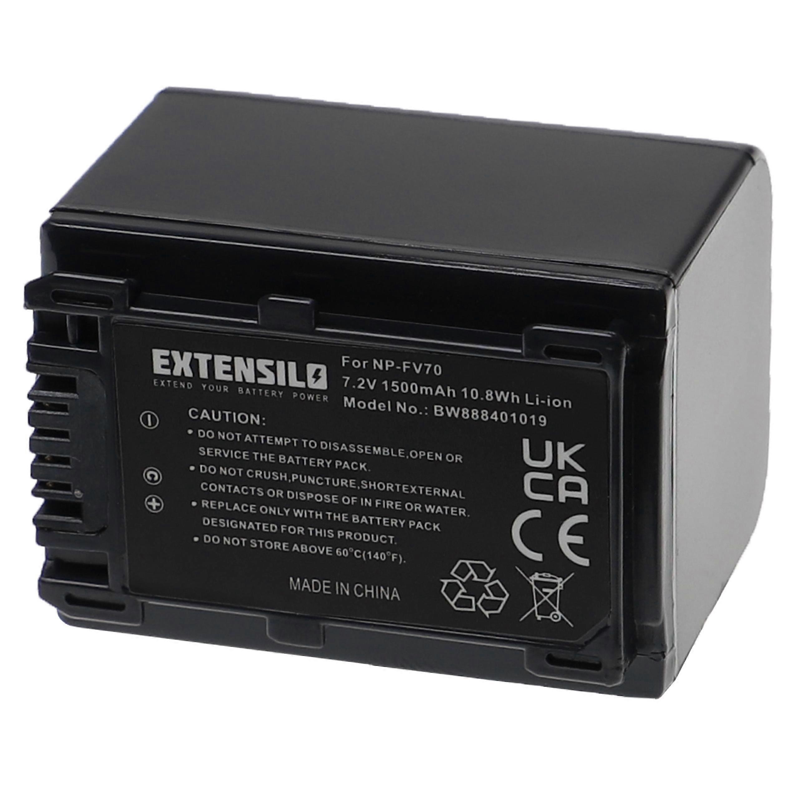 EXTENSILO battery compatible with Sony HDR-PJ810E, HDR-SR10E, HDR-SR11E, HDR-PJ740VE, HDR-PJ780VE, HDR-SR12E, HDR-SR5E camera (1500 mAh, 7.2 V, Li-Ion)