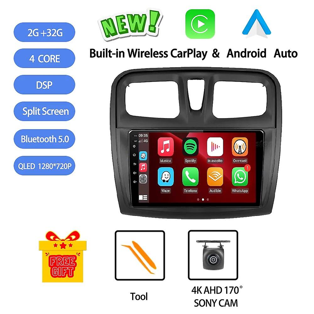 Android 13 For Renault Sandero 2014 - 2019 Car Radio Stereo Multimedia Video Player Gps Wireless Carplay Head Unit Dsp Rds Qled