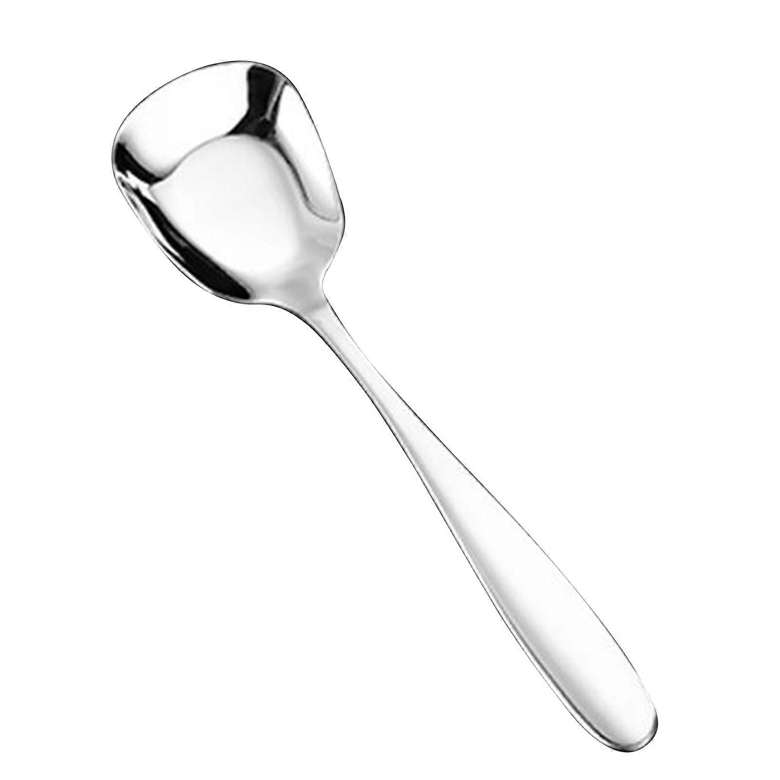 Square-Shape Flat Spoon Long Handle Thicken Meal Spoons for Dining Table