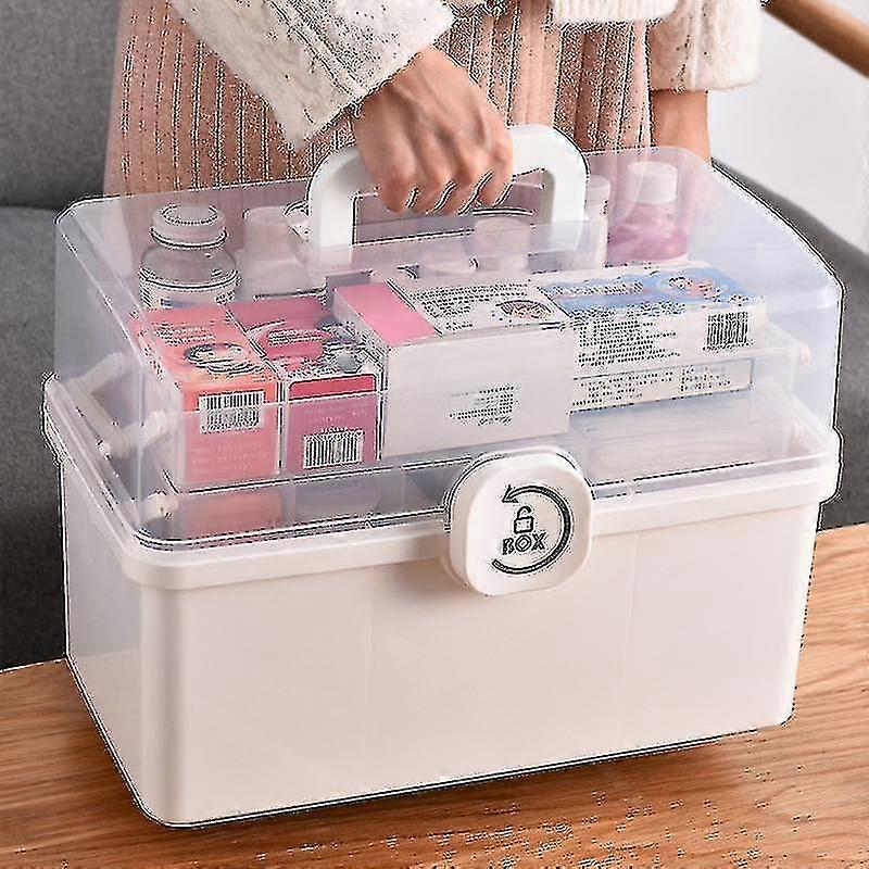 3/2 Layer Portable First Aid Kit Storage Box Plastic Multi-functional Family Emergency Kit Box With