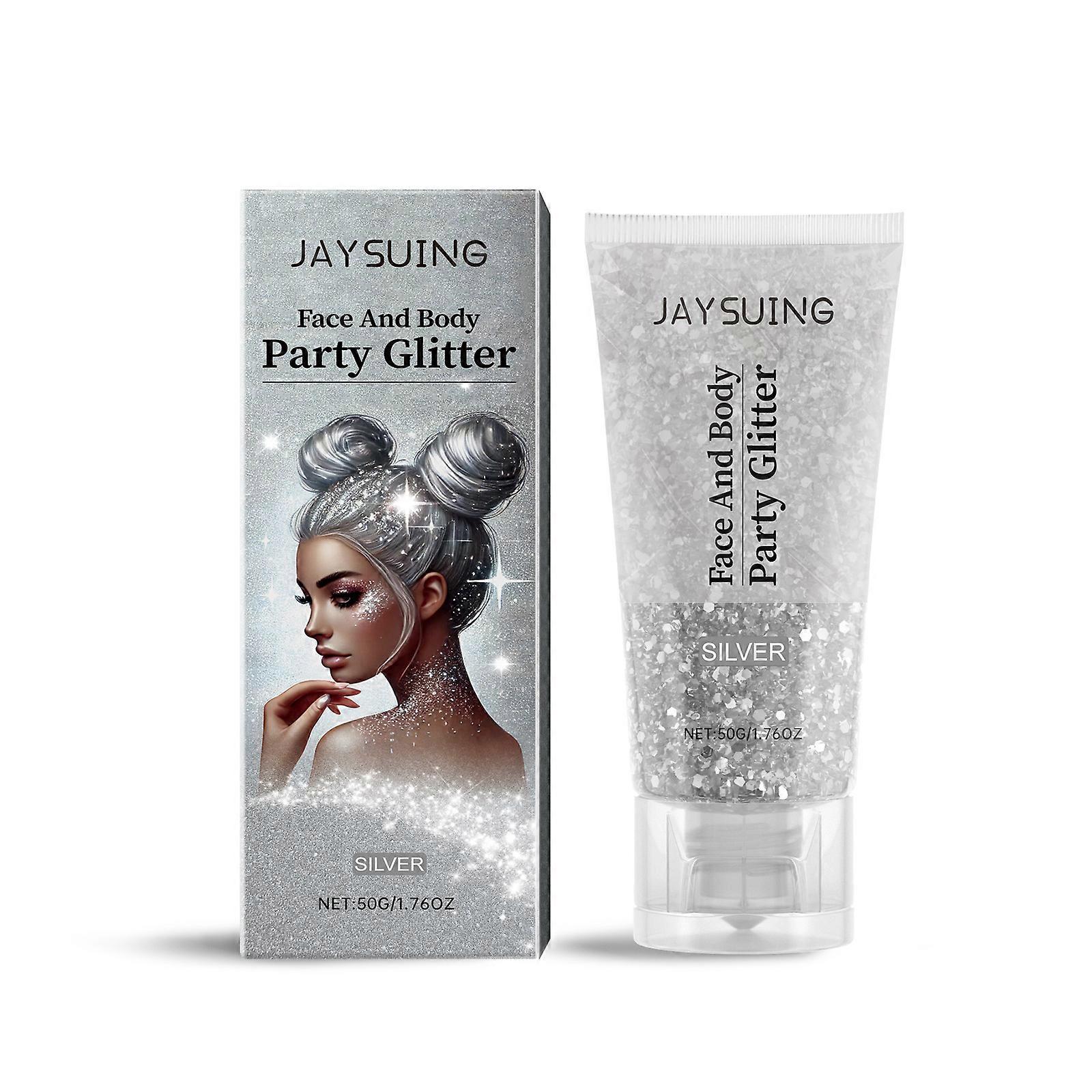 Jaysuing Glitter Sequins Gel Naturel Tridimensionnel Corps HighGloss Sequins Party Carnaval MultiColor Optionnel Argent 50G