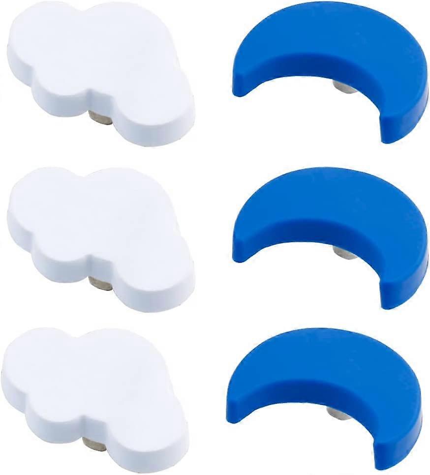 6 Pieces Cabinet Knobs Soft Drawer Knobs Moon Cloud Knobs Door Knob Furniture Handle Soft Rubber Knobs for Cabinet Drawer and Cupboard Decoration