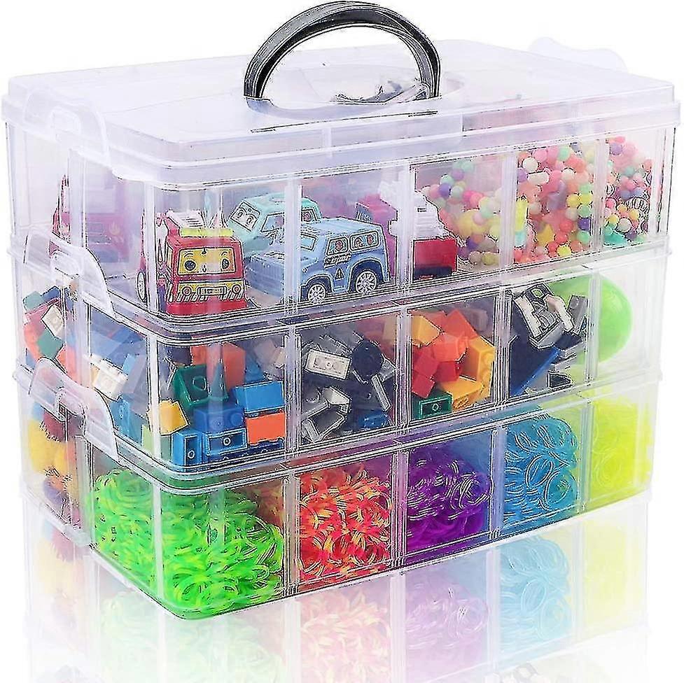 3-tier Stackable Storage Container Box With 30 Compartments, Plastic Organizer Box For Arts And Crafts, Toy, Fuse Beads, Washi Tapes, 9.5x6.5x7.2inch