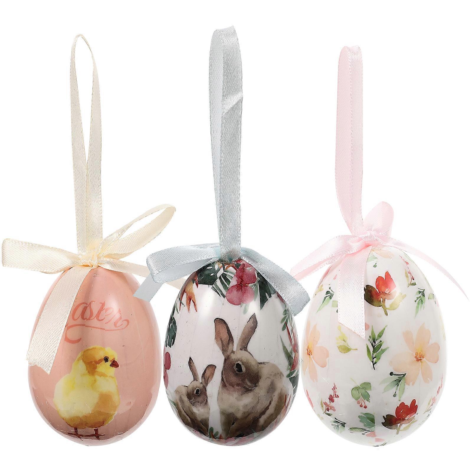 3pcs Easter Egg Hanging Ornaments Easter Hanging Eggs Easter Decorations Colorful Decorative Eggs