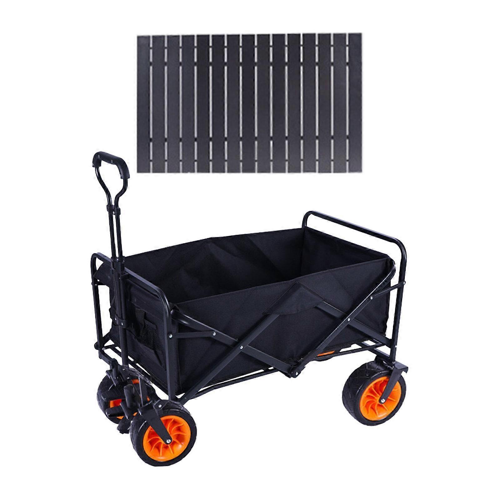 Foldbar Wagon Heavy Duty Folding Wagon Cart til indkøb Baghave Havearbejde Beige Sort Bræt