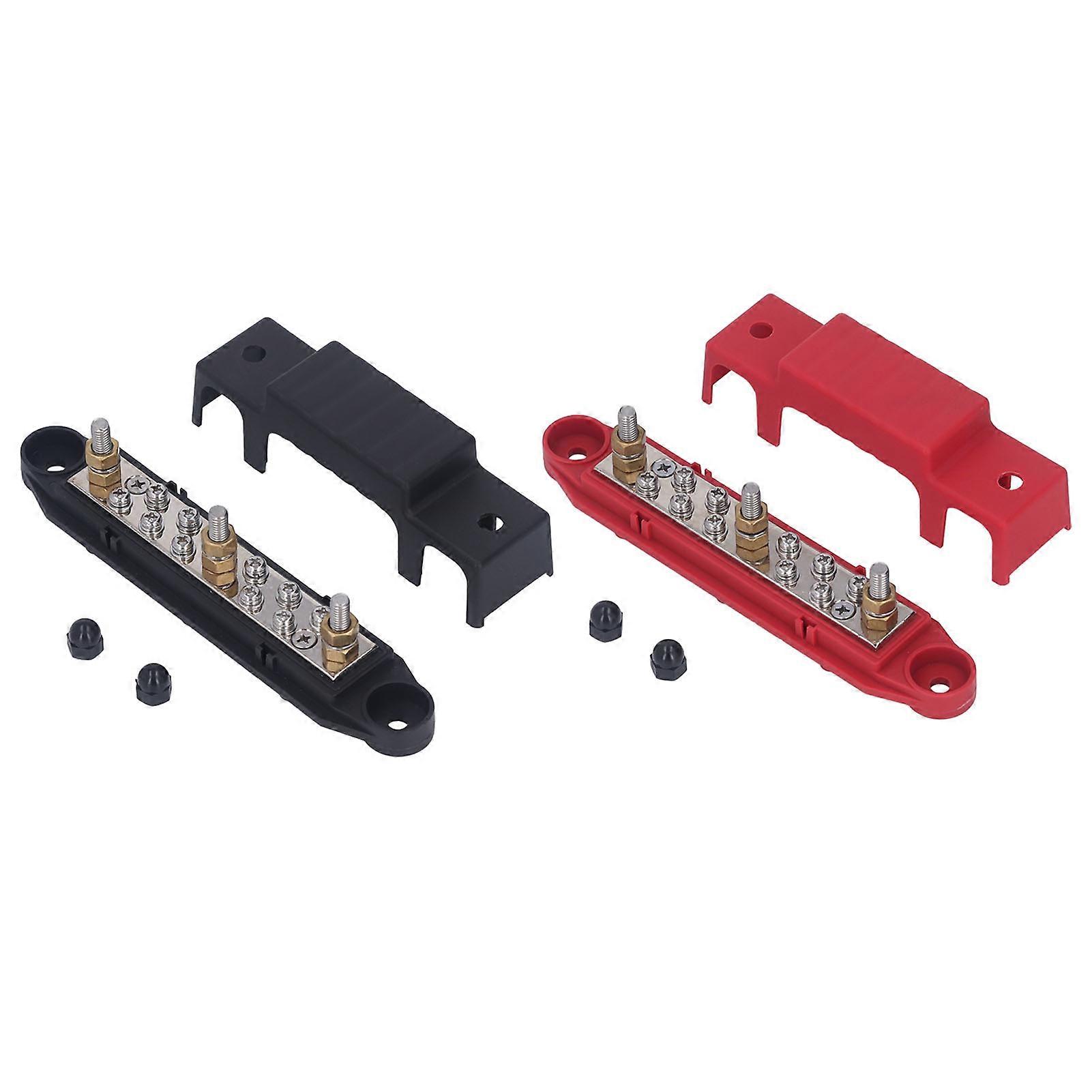 1 Pair 10x#8 Screw Terminal Power Distribution Block 3 X1/4in Bus Bar for RV Yacht