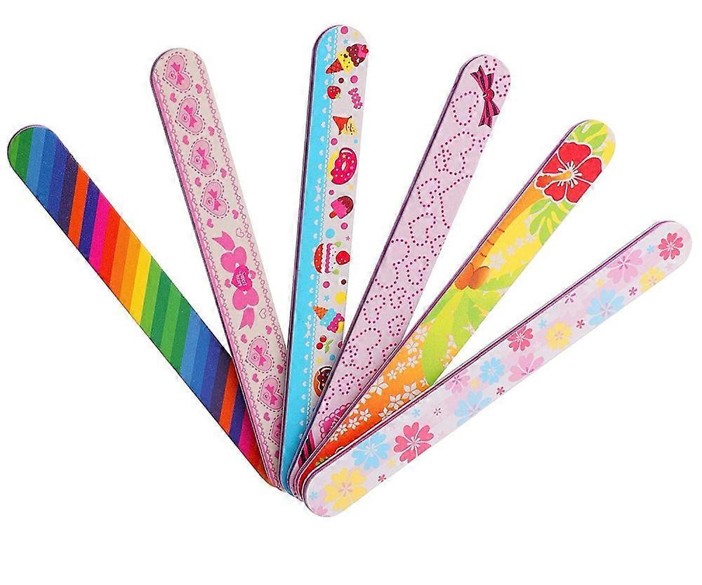 Fsw 6 Pcs Colorful Nail Files Set Two Sided Flower Washable Emery Board Nail File Nail Buffer File Block Natural Manicure File