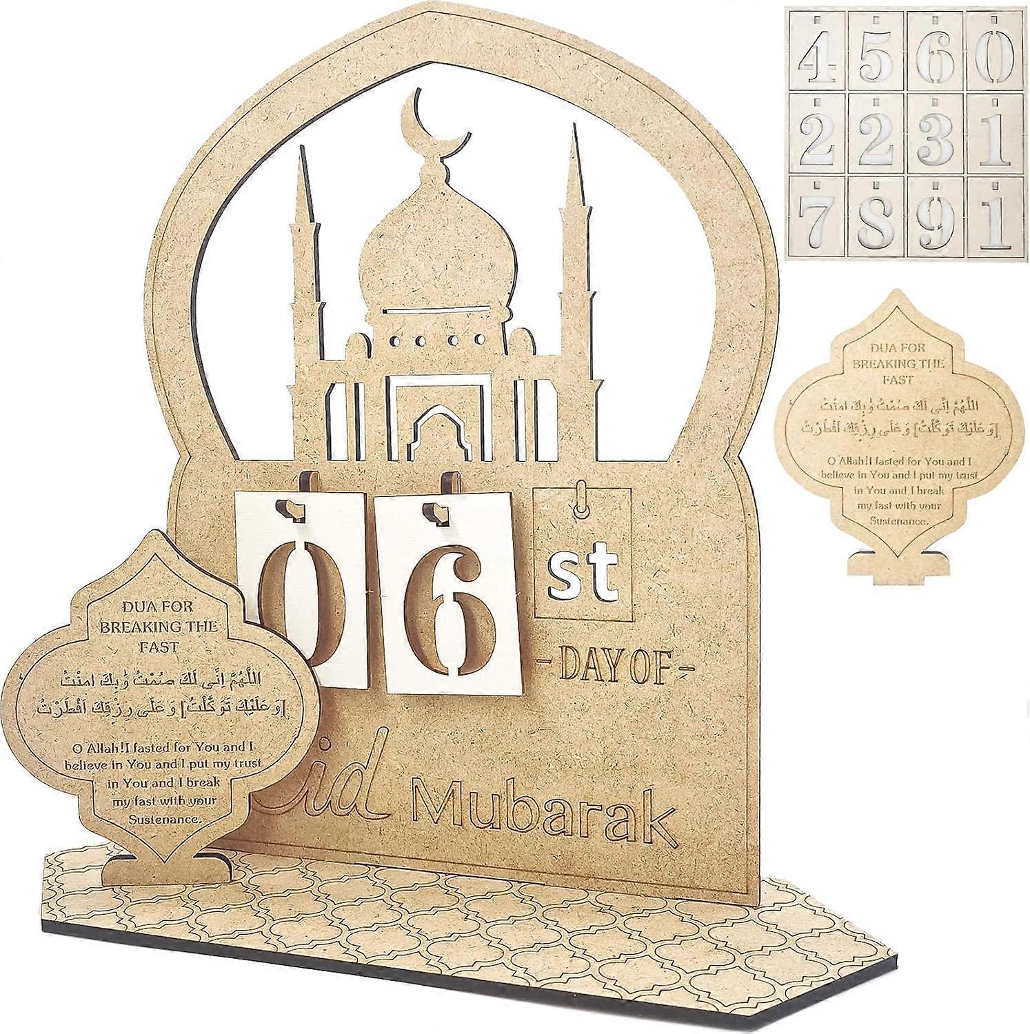 Ramadan Decorations Advent Calendar,1Pcs Eid Mubarak Decor Wooden Countdown Until Eid Cal easter decor