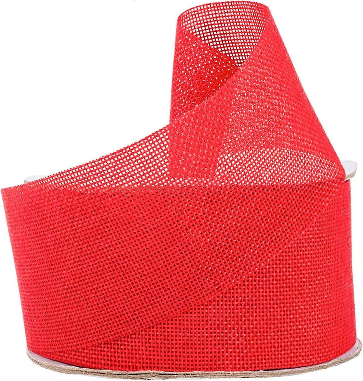 22 Yards Burlap Fabric Craft Ribbon On Spool 2.4inch Wide Burlap Roll Red for Photos Gift Wrapping Crafting