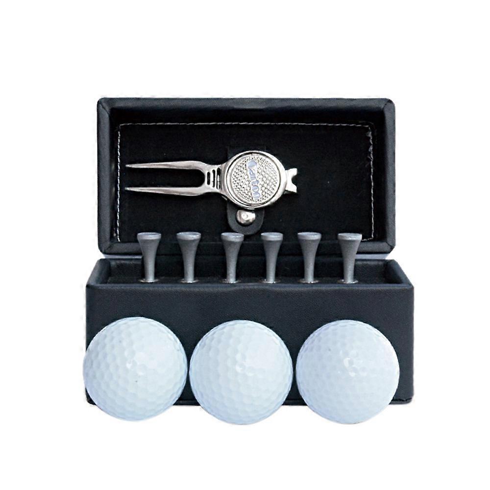 11 Piece Golf Gift Set with 6 Golf Tacks 3 Golf Balls 1 Turf Restoration Tool Leather Case Set Gol