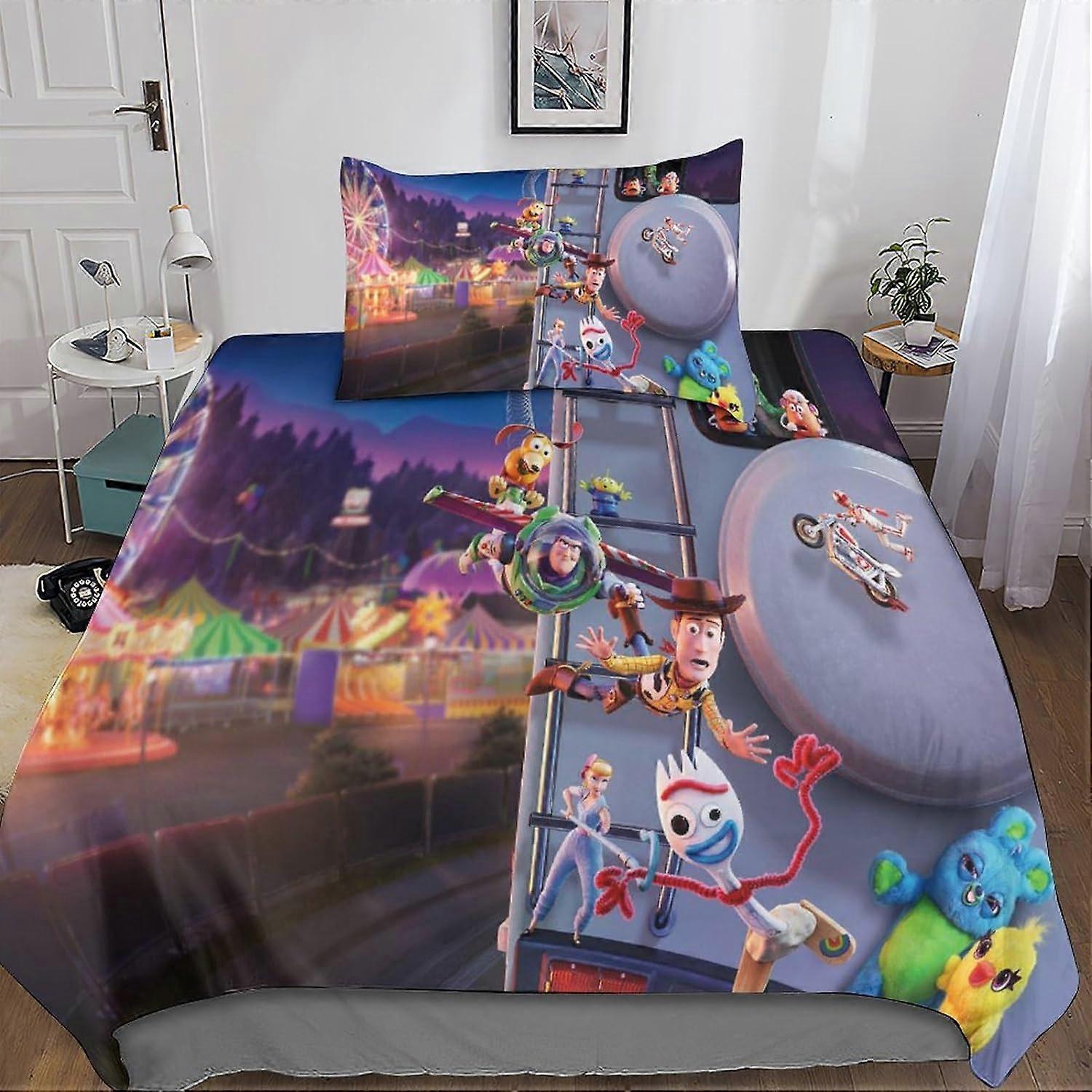 2 Pieces Toy Story Duvet Cover Set 3D Bedding Comforter Quilt Cover, Ultra Soft Microfiber with Zipper Closure Pillowcases Single