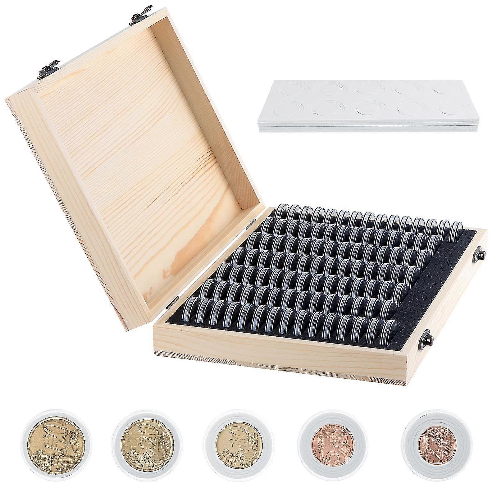 Wooden Coin Storage Box Coin Storage Box Commemorative Collection 18mm/20mm/23mm/25mm/27mm/30mm