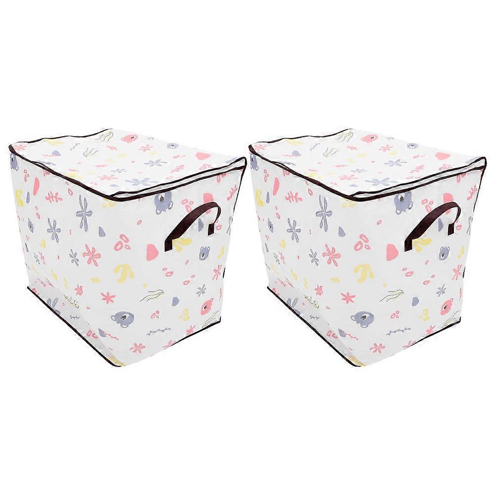 2pcs Clothes Storage Bin Zipper Storage Bag Large Capacity Clothes Blanket Quilt Bag (140ml)