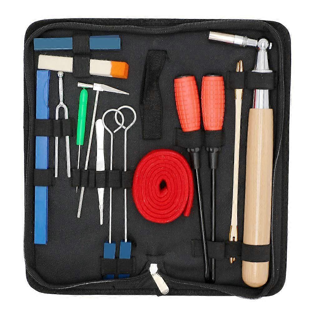 Piano Tuning Kit 16Pcs Professional Piano Tuners Tools Set Wrench Hammer Mute Fork Screwdriver Belt