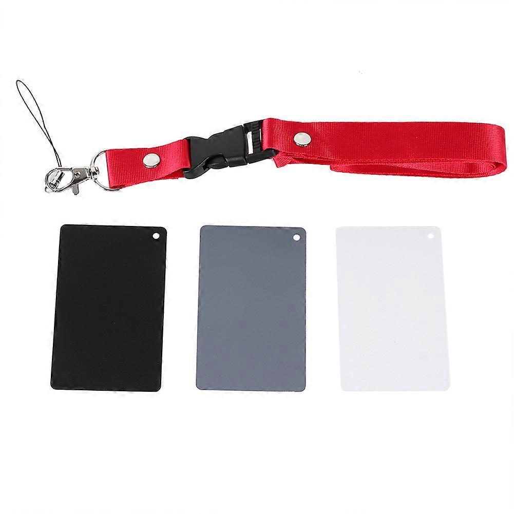 3 in 1 18% Digital Photography Exposure Color Gray/White/Black Balance Card Set with Strap