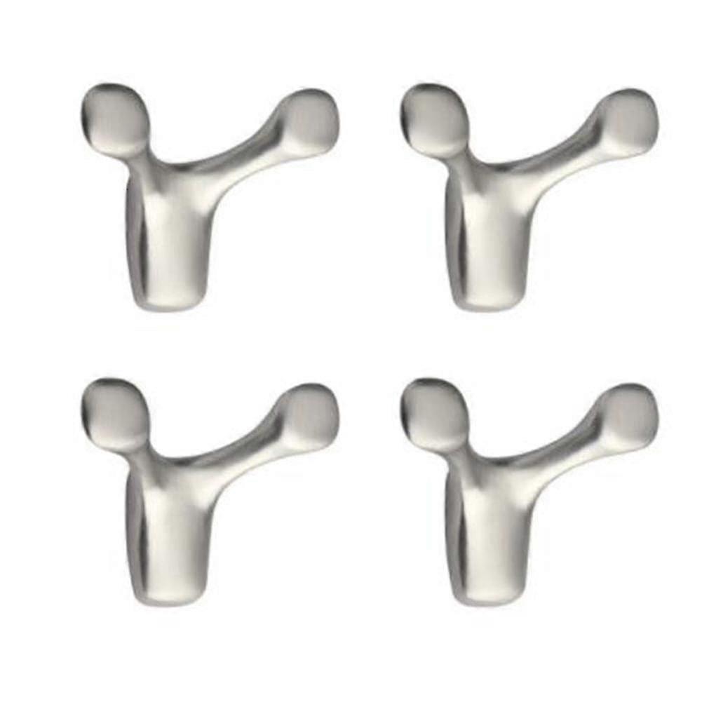 4pcs Wall-mounted Clothes Hook Cow Horn Hook Coat Hook Brushed Silver