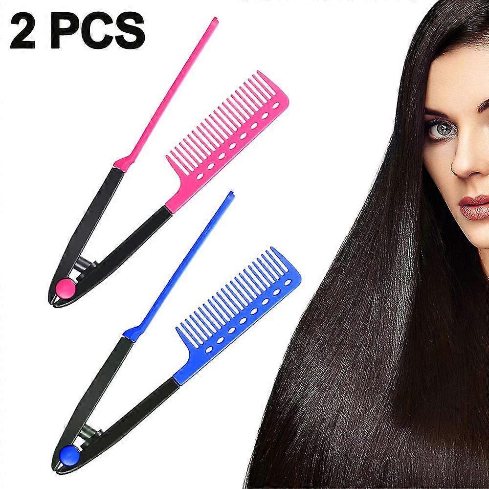 2 pieces smoothing comb salon hair brush comb salon styling hair straightening v shape smoothing comb for astige hair