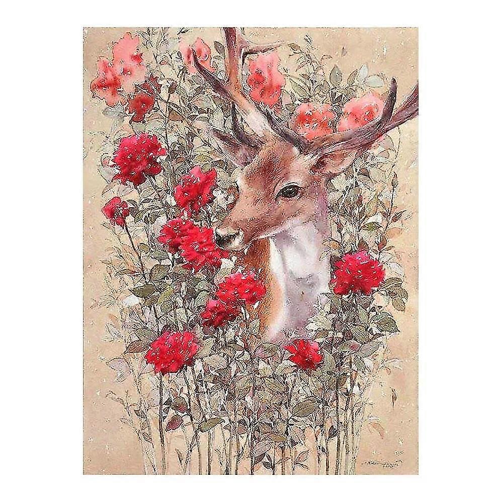 Ελάφι Fower Rose Diamond Ζωγραφική Γύρος Πλήρης Τρυπάνι Floral Ζώο Nouveaute Diy Μωσαϊκό Κέντημα 5d Σταυρός Βελονιά Σπίτι Διακόσμηση Δώρα