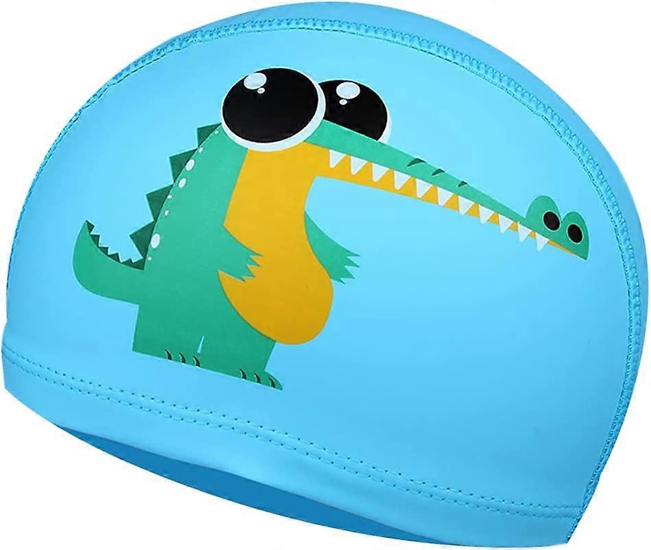 BadecapBlue krokodillemønster for barn - Badehette for gutter Jenter 4-10 år PXCL