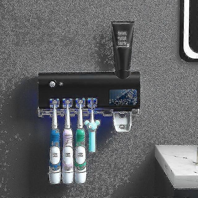 Uv Toothbrush Holder Sterilizer, Toothpaste Dispenser Squeezer Storage Box