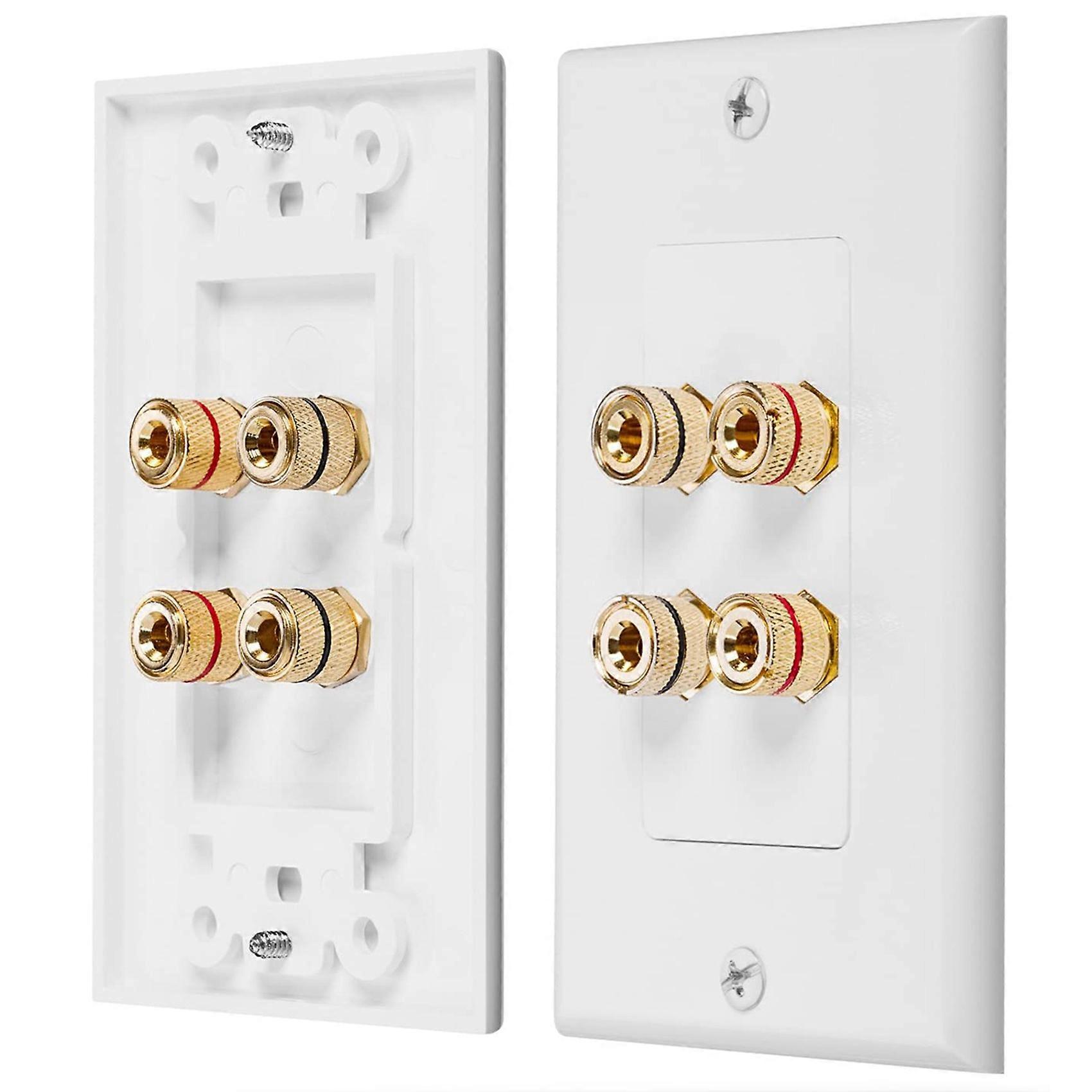 Home Theater Wall Plate - Gold Plated Copper Banana Binding Post Coupler Type Wall Plate