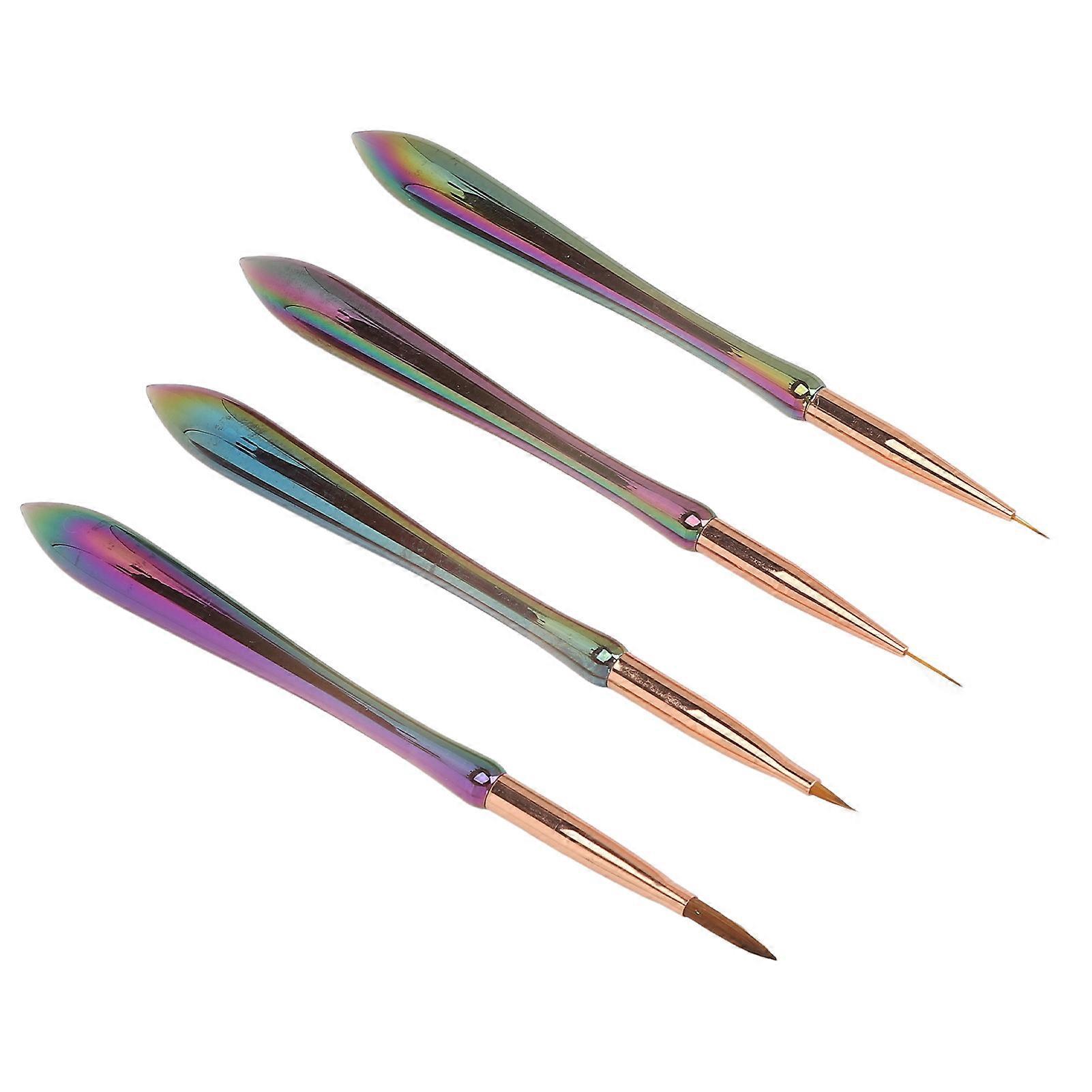 4pcsネイルアートブラシセット合成ソフトヘアプロフェッショナルネイルエクステンションアクリルネイルファインライナーブラシ付き
