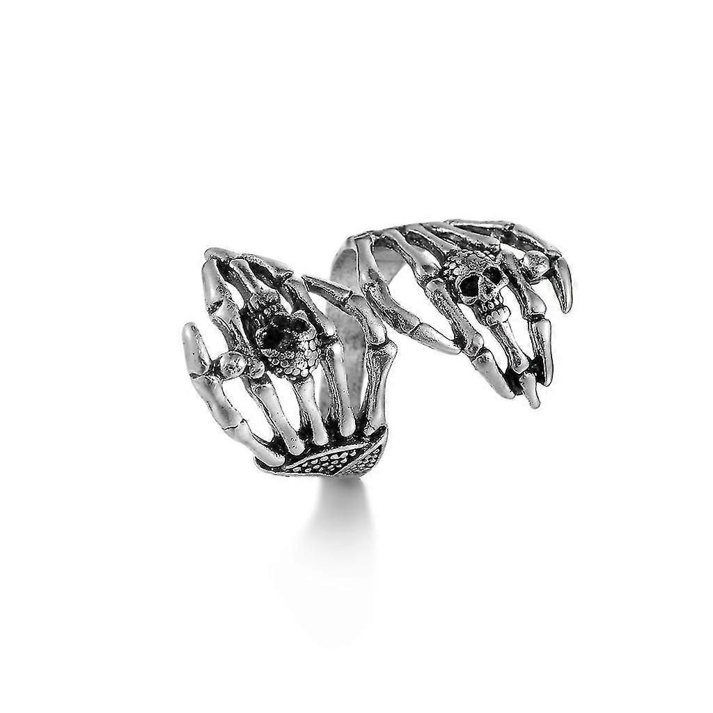 Gothic Rings Biker Jewelry Skull Ring For Men Women Adjustable Stackable Open