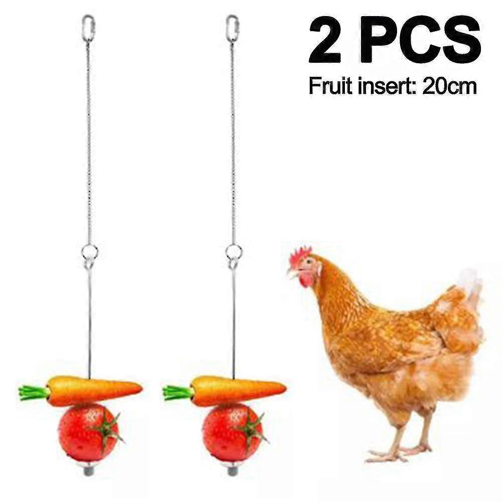 2pcs Chicken Veggies Skewer Fruit Holder For Hens Pet Chicken Vegetable Hanging Feeder Toy For Hens Large Birds