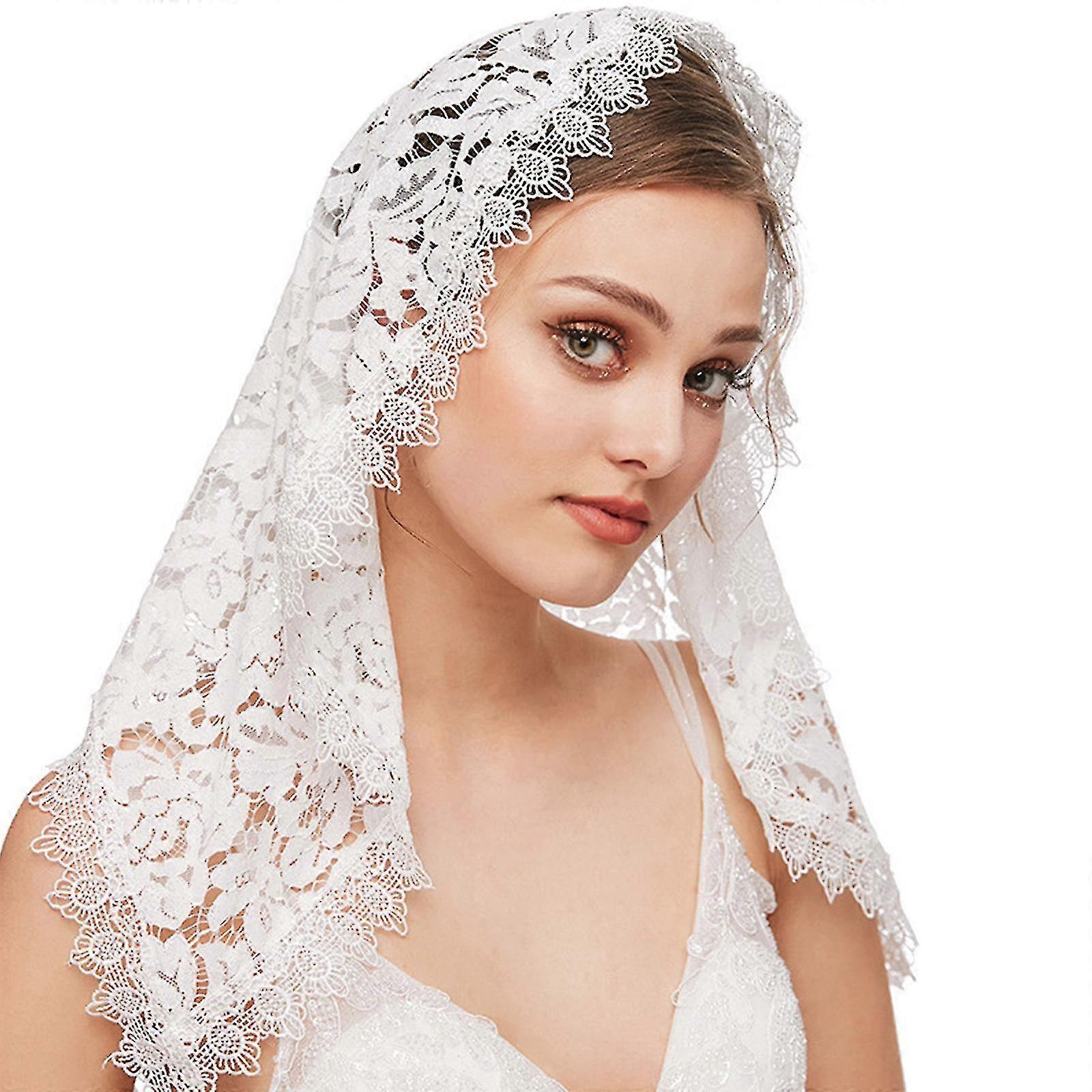 Εκκλησιαστικό πέπλο Mantilla Λατινικά πέπλα μάζας Floral δαντέλα κοντό μαντήλι κεφάλι που καλύπτει το καλύτερο δώρο