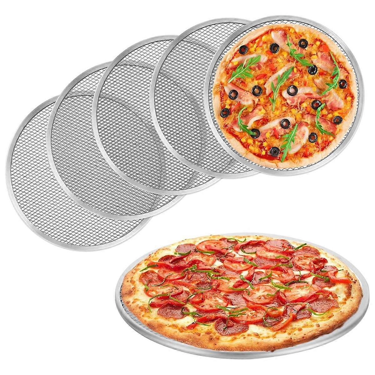 Pizza Screen, 6 Pack 8 Inch Seamless Aluminum Pizza Pan with Holes, Non Stick Grade Pizza Baking Tr